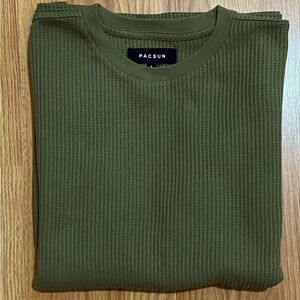 PacSun Men’s Textured Pullover- Long Sleeve- Large- Military Green